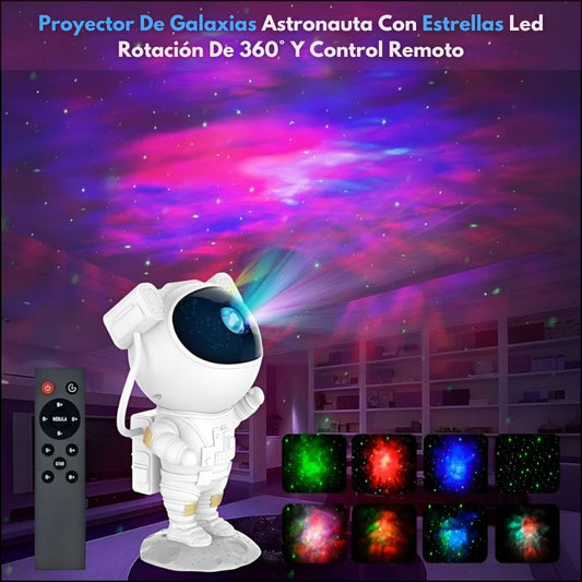 Proyector De Galaxias Astronauta Con Estrellas Led Rotación De 360° Y Control Remoto