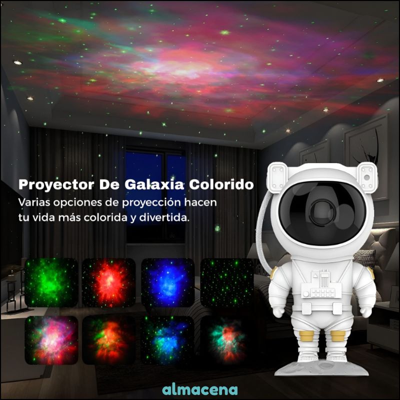 Proyector De Galaxias Astronauta Con Estrellas Led Rotación De 360° Y Control Remoto