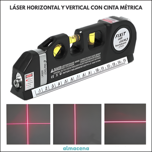 Láser Horizontal y Vertical con Cinta Métrica Integrada para Máxima Precisión en Todos tus Proyectos