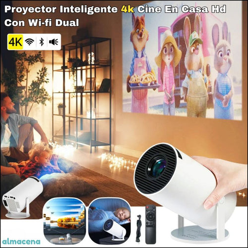 Proyector Inteligente Con Brillo 4k Y Cine En Casa Hd Con Wi-fi Dual